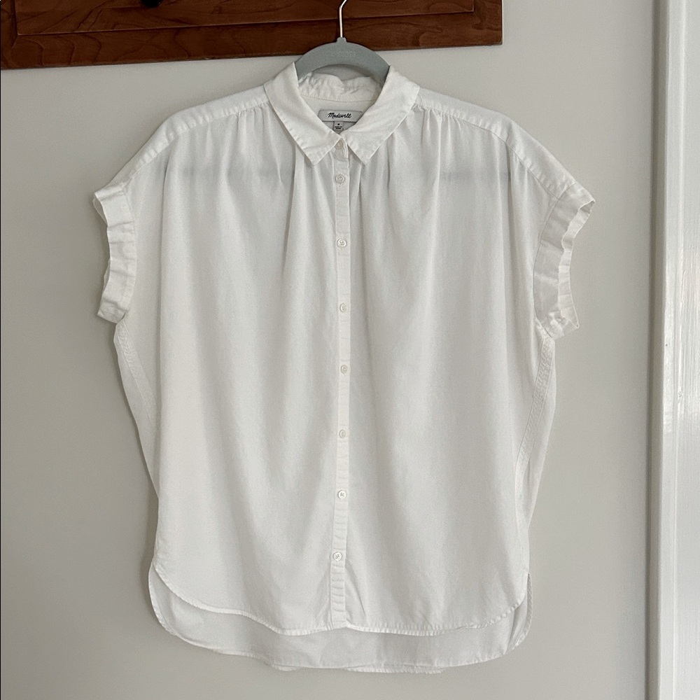 Madewell Crisp White Cap Sleeve Button Down Shirt